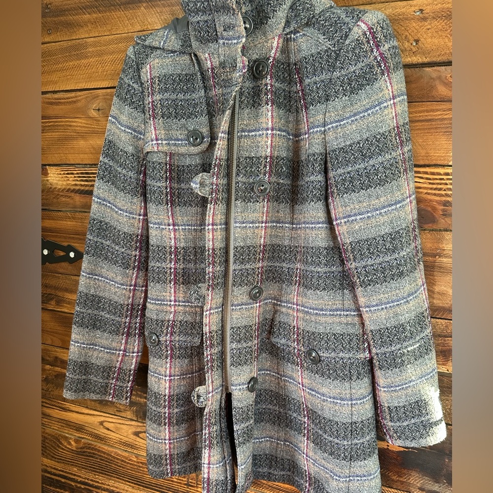Tommy Hilfiger Women's Wool Blend‎ Hooded Plaid Coat Size Small - Picture 4 of 12